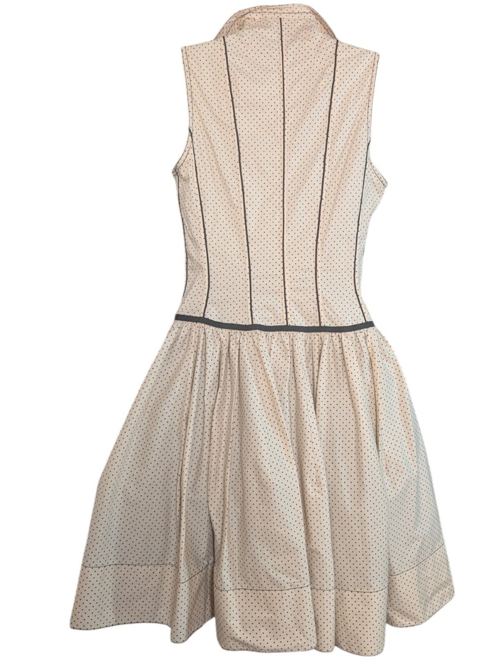 Byron Lars vintage Sleeveless Cream Polka Dot Button-Front Dress.. Size 6 - Picture 3 of 7